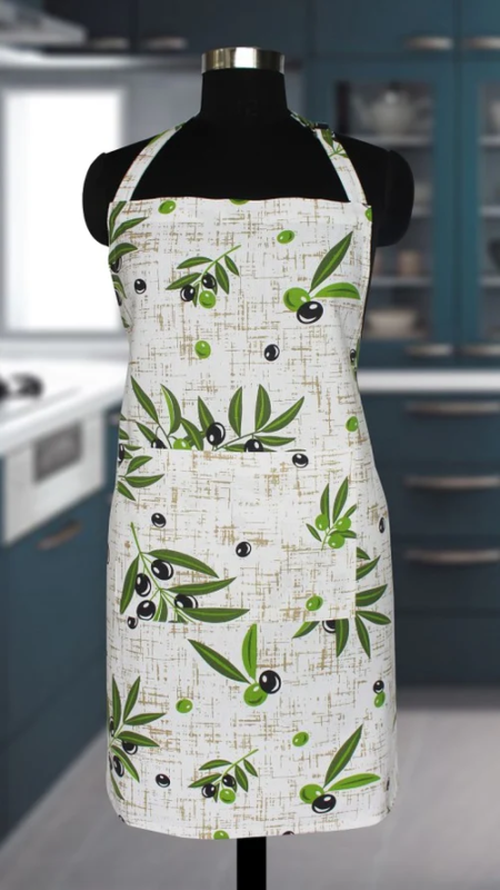 Quality home textiles Cotton Anjoe Olive Leaf Free Size Apron Pack Of 1