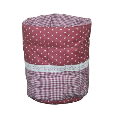Cotton Small Red Heart Check Fruit Basket